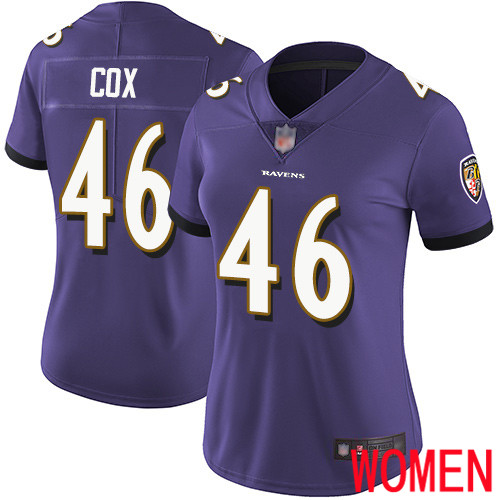 Baltimore Ravens Limited Purple Women Morgan Cox Home Jersey NFL Football 46 Vapor Untouchable